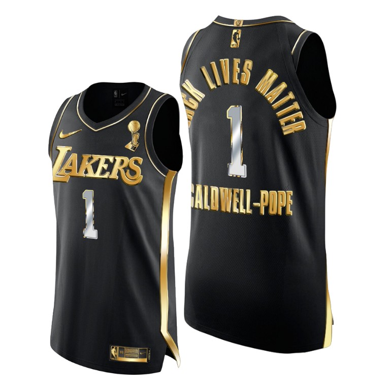Men's Los Angeles Lakers Kentavious Caldwell-Pope #1 NBA Golden Authentic 17X BLM Finals Champions Black Basketball Jersey HAZ0883ZK